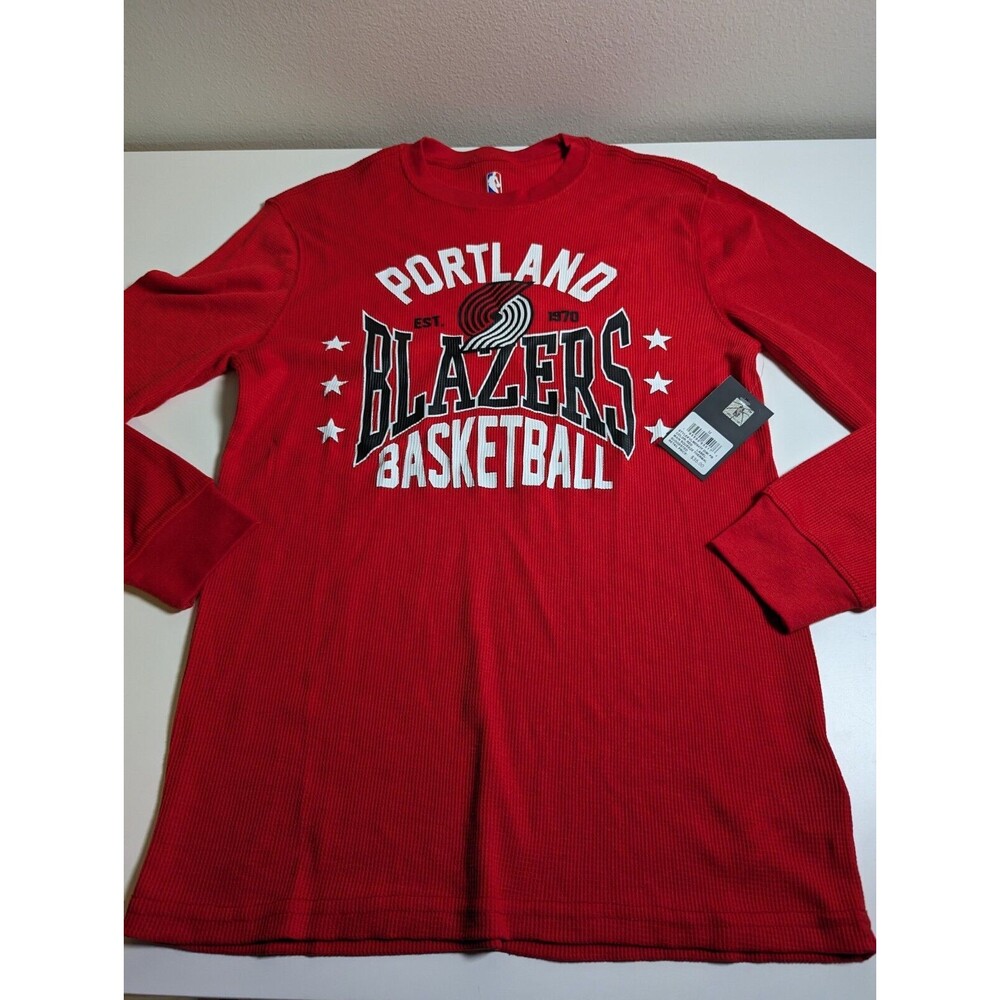 NWT NBA Portland Trailblazer Basketball Red Thermal Shirt  Med Retail $35